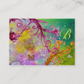 BUTTERFLES IN SPARKLES, GEEL MONOGRAM VAN DE ZWEEF VISITEKAARTJE (Achterkant)