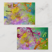 BUTTERFLES IN SPARKLES, GEEL MONOGRAM VAN DE ZWEEF VISITEKAARTJE (Voorkant / Achterkant)