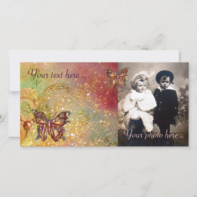 BUTTERFLES IN SPARKLES, geel, rood bruin (Voorkant)