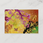 BUTTERFLES IN SPARKLES, GEEL, ZWARTE MONOGRAM VAN  VISITEKAARTJE (Achterkant)