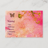 BUTTERFLES IN SPARKLES, PINK, GEEL ZWIRLS MONOGRAM VISITEKAARTJE (Voorkant)