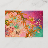 BUTTERFLES IN SPARKLES, PINK, GEEL ZWIRLS MONOGRAM VISITEKAARTJE (Achterkant)