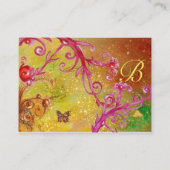 BUTTERFLES IN SPARKLES, PINK, GEEL ZWIRLS MONOGRAM VISITEKAARTJE (Achterkant)