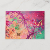 BUTTERFLES IN SPARKLES, PINK, PAARSE ZWIRLS MONOGR VISITEKAARTJE (Achterkant)