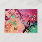 BUTTERFLES IN SPARKLES, PINK, ZWARTE ZWEEFSELMONOG VISITEKAARTJE (Achterkant)