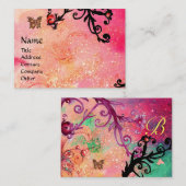 BUTTERFLES IN SPARKLES, PINK, ZWARTE ZWEEFSELMONOG VISITEKAARTJE (Voorkant / Achterkant)