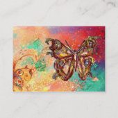 BUTTERFLES IN SPARKLES Red Green Pink Gold Eggshel Visitekaartje (Achterkant)