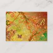 BUTTERFLES IN SPARKLES, RODE GEEL MONOGRAM VAN DE  VISITEKAARTJE (Achterkant)