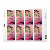 BUTTERFLES IN SPARKLES, roze groene zwarte zeugen Etiket (Full Sheet)