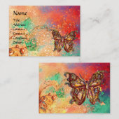 BUTTERFLES IN SPARKLES Roze rood groen goud Visitekaartje (Voorkant / Achterkant)