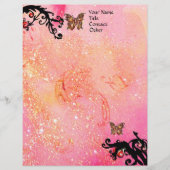 BUTTERFLES IN SPARKLES, Roze zwarte cirkels Briefhoofd Sjabloon (Voorkant)
