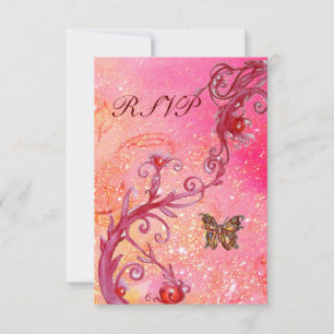 BUTTERFLES IN SPARKLES RSVP, Elegant Wedding Party RSVP Kaartje
