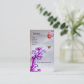 BUTTERFLES, MAGISCH RODE PAARSE ZWEEKMONOGRAM VISITEKAARTJE (Staand voorkant)