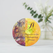 BUTTERFLES PLANT MONOGRAM FLORAL Thanksgiving Kaart (Staand voorkant)