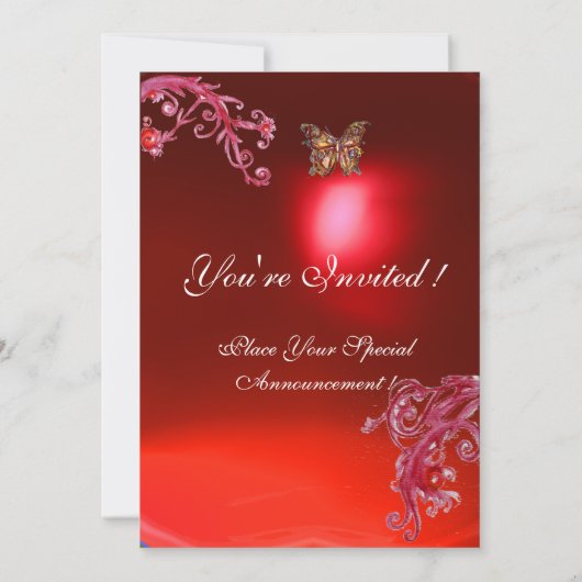 BUTTERFLES RODE RUBY helder roze Kaart (Achterkant)