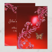 BUTTERFLES RODE RUBY helder roze Kaart (Voorkant / Achterkant)