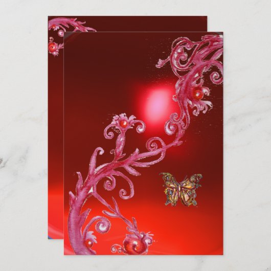 BUTTERFLES RODE RUBY helder roze Kaart (Voorkant / Achterkant)