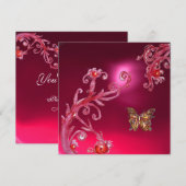 BUTTERFLES RODE RUBY helder roze Kaart (Voorkant / Achterkant)