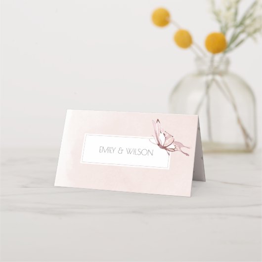 BUTTERFLES VOOR ELEGANT CUTE BLUSH WATERVERF WEDIN PLAATSKAARTJE (Achterkant)