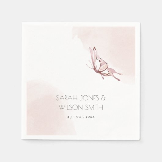 BUTTERFLES VOOR ELEGANT CUTE BLUSH WATERVERF WEDIN SERVET (Voorkant)