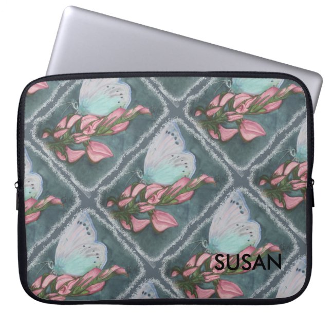BUTTERFLES VOOR PINK EN BLAUW LAPTOP SLEEVE (Voorkant)