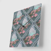 BUTTERFLES VOOR PINK EN BLAUW VIERKANTE KLOK (Hoek)