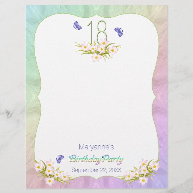 Butterflies 18th Birthday Party Scrapbook Page (Voorkant)