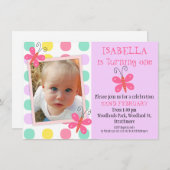 Butterflies 1e of 2e verjaardag kaart (Voorkant / Achterkant)