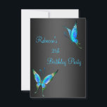 Butterflies 21st Birthday Party Blue Black Kaart<br><div class="desc">Black met Bright Blue Blauwgroen Butterflies Invitation,  21st Birthday Party. Pas je aan met je eigen details en gebruik je altijd.</div>