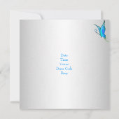 Butterflies 21st Birthday Party Blue White Kaart (Achterkant)