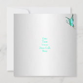 Butterflies 21st Birthday Party Green White Kaart (Achterkant)