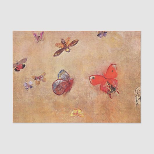 Butterflies (2) van Odilon Redon Tissuepapier (Voorkant)