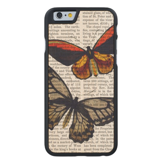 Butterflies 3 carved wood iPhone hoesje (Achterkant)
