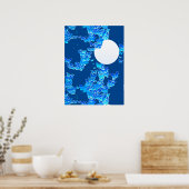 Butterflies against Blue Night Sky Moonscape Poster (Keuken)