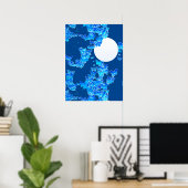 Butterflies against Blue Night Sky Moonscape Poster (Thuiskantoor)