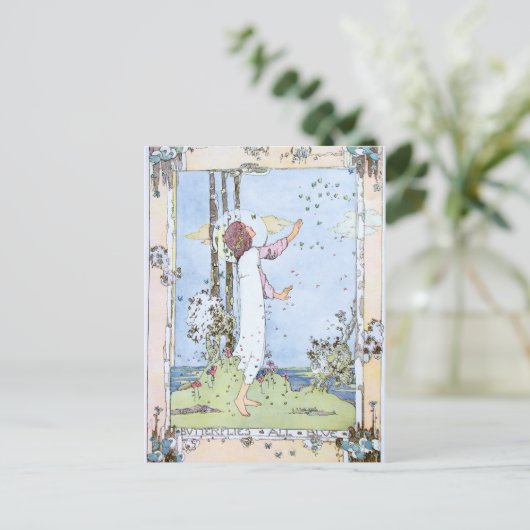  "Butterflies All Blue" van Jessie M. King Briefkaart (Staand voorkant)