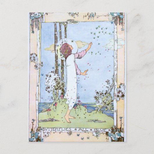 "Butterflies All Blue" van Jessie M. King Briefkaart (Voorkant)