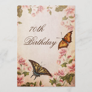 Butterflies & Almond Blossom 70th Birthday Kaart