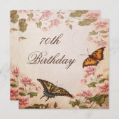 Butterflies &  Almond Blossom 70th Birthday Kaart (Voorkant / Achterkant)