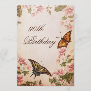 Butterflies &  Almond Blossom 90th Birthday Kaart