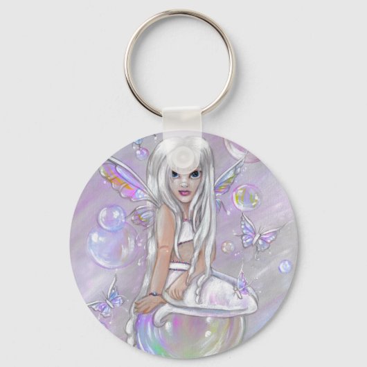 "Butterflies and Bubbles: White" Sleutelhanger (Voorkant)