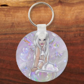 "Butterflies and Bubbles: White" Sleutelhanger (Voorkant)
