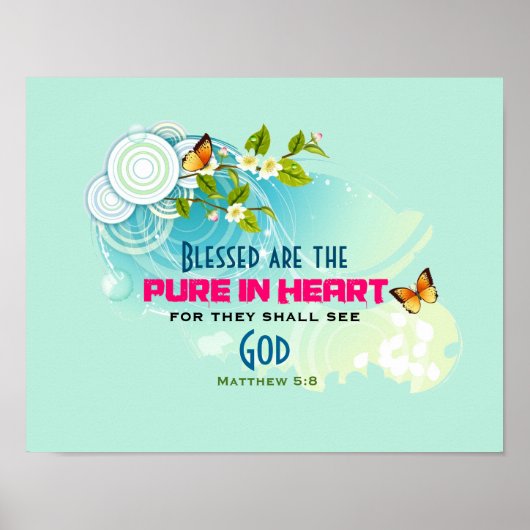Butterflies and Flower Blossom Beatitude Quote Poster (Voorkant)