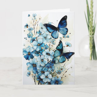 Butterflies and Flowers Blank Note Greeting Card Kaart