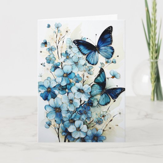 Butterflies and Flowers Blank Note Greeting Card Kaart (Voorkant)