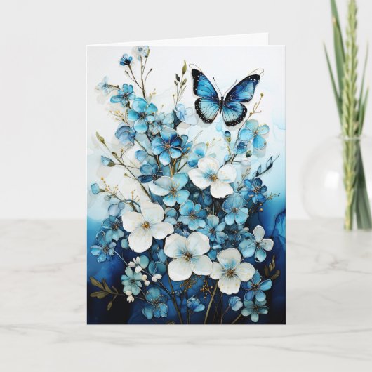Butterflies and Flowers Blank Note Greeting Card Kaart (Voorkant)