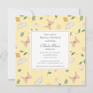 Butterflies and Flowers Bridal Shower Invitation Kaart