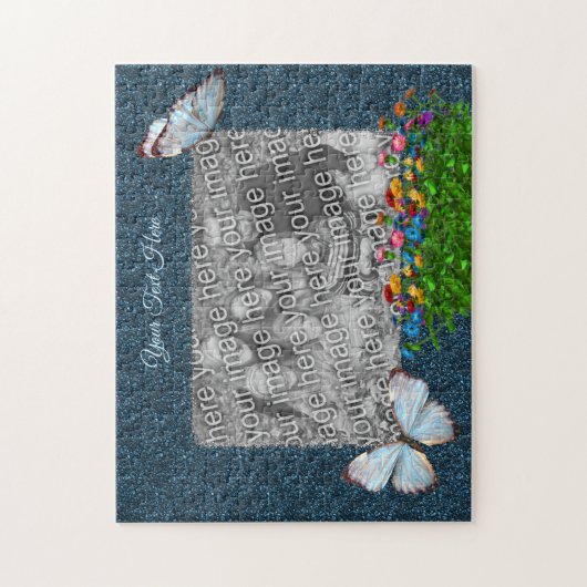Butterflies and Flowers Lijst Uw foto toevoegen Legpuzzel (Verticaal)