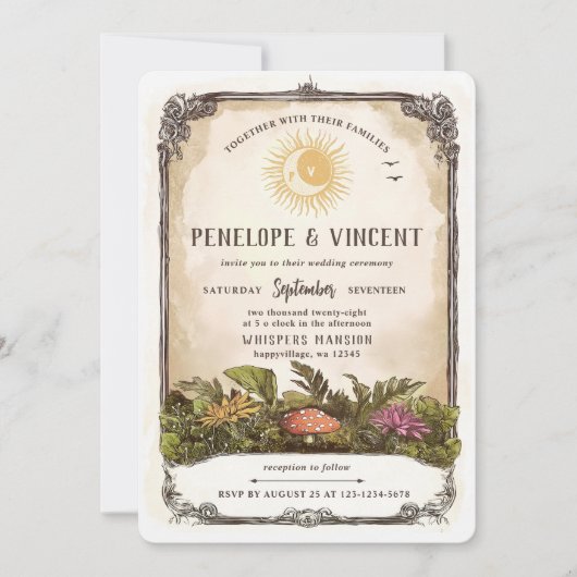 Butterflies and Mushrooms Tarot Wedding Kaart (Voorkant)