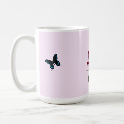 Butterflies and Rose Mug Koffiemok (Links)
